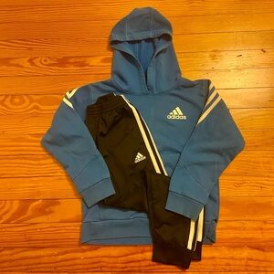 Adidas Hoodie & Track Pants 6 Small Blue Black